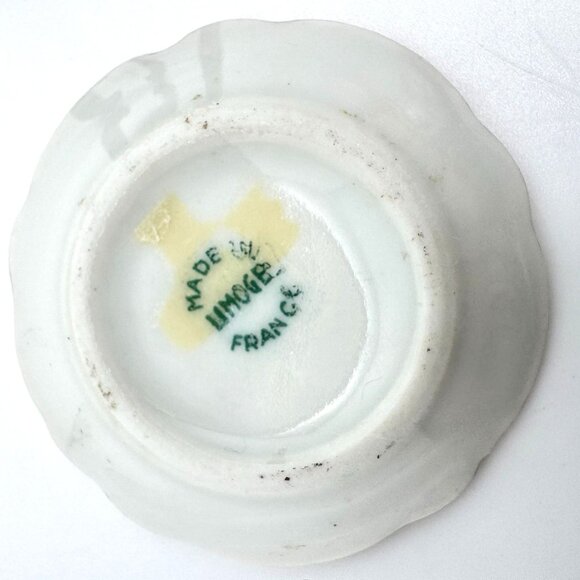 Limoges France Miniature Plate Romantic Rose Pattern Wooden Stand Vtg 1.75" - Picture 5 of 8